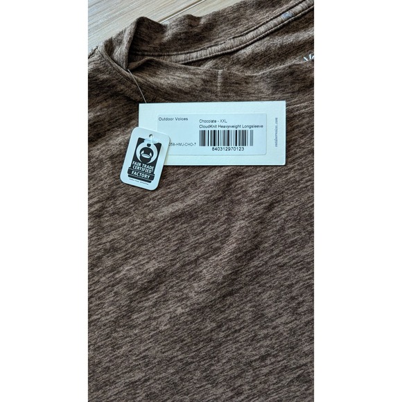 NWT Outdoor Voices CloudKnit Heavyweight Long sleeve Tee in Chocolate sz XXL - Picture 3 of 6